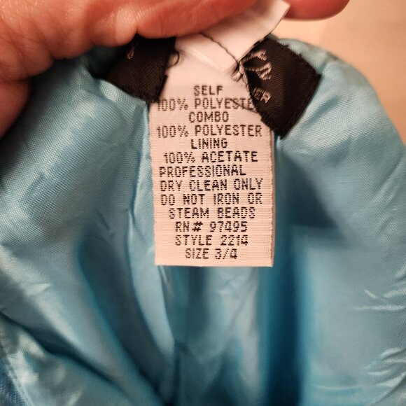 VINTAGE Y2K DZ Nights by Laura Ryner Aqua Beaded Formal Dress Gown Size 3/4 Prom - Picture 8 of 8